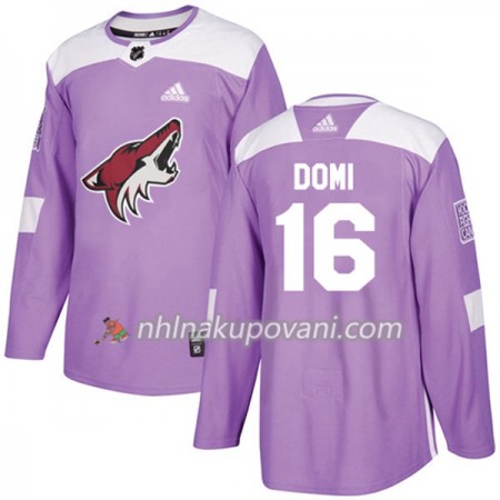 Arizona Coyotes Dresy Max Domi 16 Adidas 2017-2018 Nachová Fights Cancer Practice Authentic - Pánské